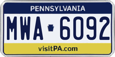 PA license plate MWA6092