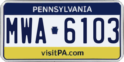 PA license plate MWA6103