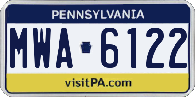 PA license plate MWA6122