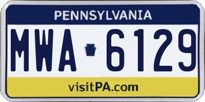 PA license plate MWA6129
