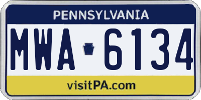 PA license plate MWA6134