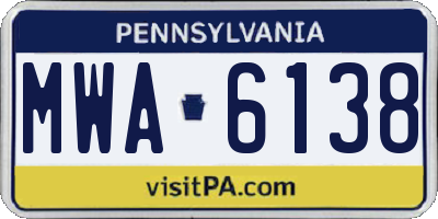 PA license plate MWA6138