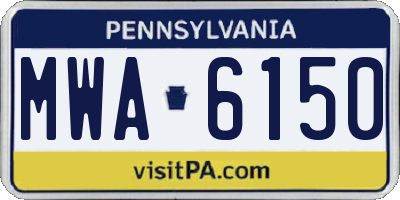 PA license plate MWA6150