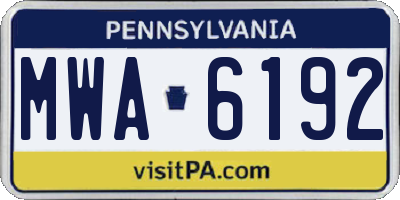 PA license plate MWA6192
