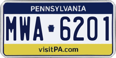 PA license plate MWA6201