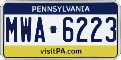 PA license plate MWA6223