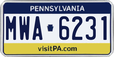 PA license plate MWA6231