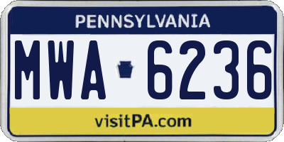 PA license plate MWA6236