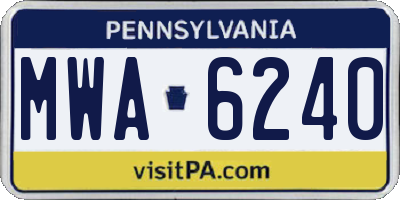 PA license plate MWA6240