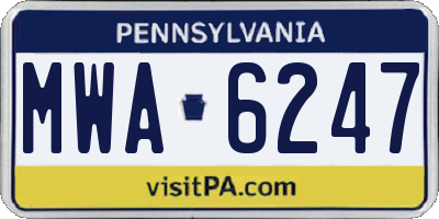 PA license plate MWA6247