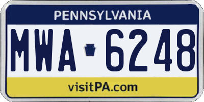 PA license plate MWA6248