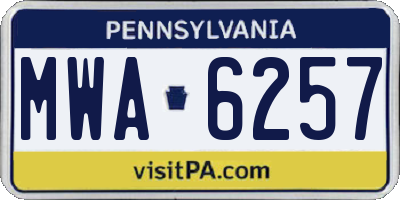 PA license plate MWA6257