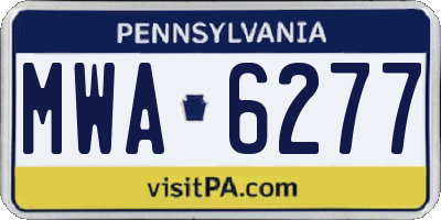 PA license plate MWA6277