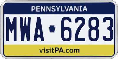 PA license plate MWA6283