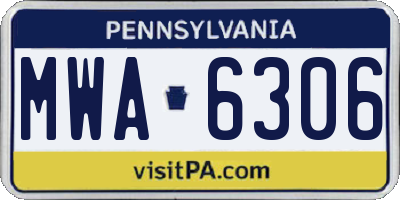 PA license plate MWA6306