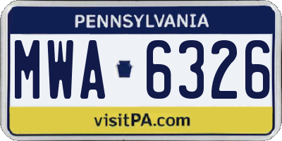 PA license plate MWA6326