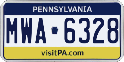 PA license plate MWA6328