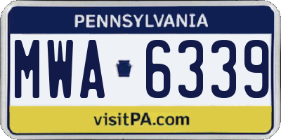 PA license plate MWA6339