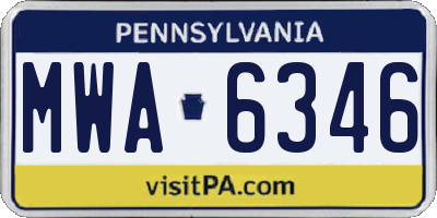 PA license plate MWA6346