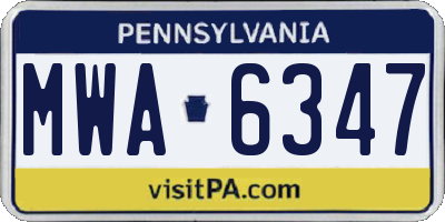 PA license plate MWA6347