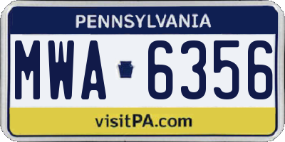 PA license plate MWA6356