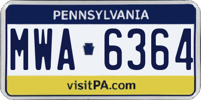 PA license plate MWA6364