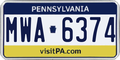 PA license plate MWA6374