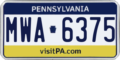 PA license plate MWA6375