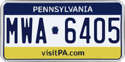 PA license plate MWA6405