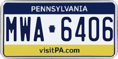 PA license plate MWA6406