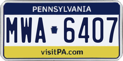 PA license plate MWA6407