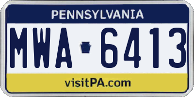 PA license plate MWA6413
