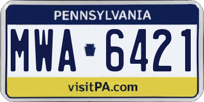 PA license plate MWA6421