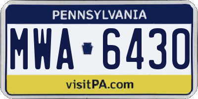 PA license plate MWA6430