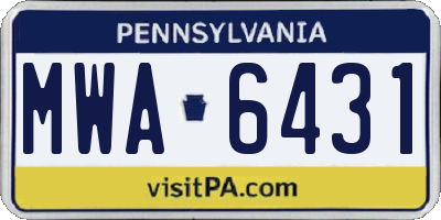PA license plate MWA6431