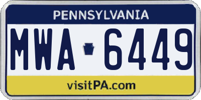 PA license plate MWA6449