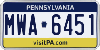 PA license plate MWA6451