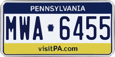PA license plate MWA6455