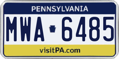 PA license plate MWA6485