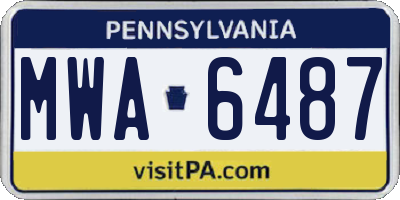 PA license plate MWA6487