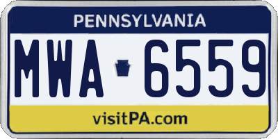 PA license plate MWA6559