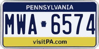 PA license plate MWA6574