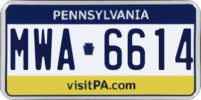PA license plate MWA6614