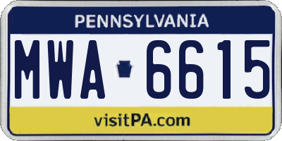 PA license plate MWA6615