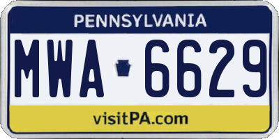 PA license plate MWA6629