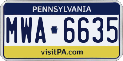 PA license plate MWA6635
