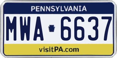 PA license plate MWA6637