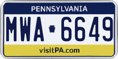PA license plate MWA6649