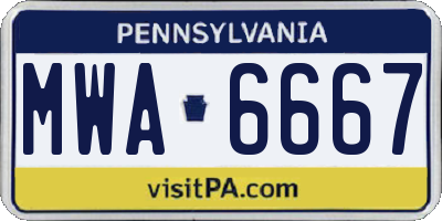 PA license plate MWA6667