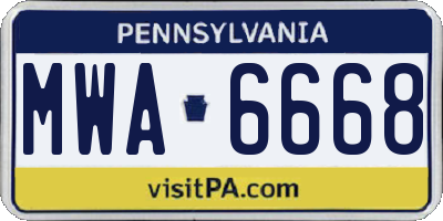 PA license plate MWA6668